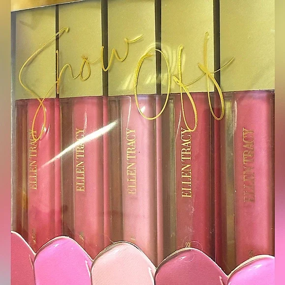 Ellen Tracy Lipgloss Set 5 piece ‘ SHOW OFF ‘ pink and mauve shades new in box - Picture 7 of 12